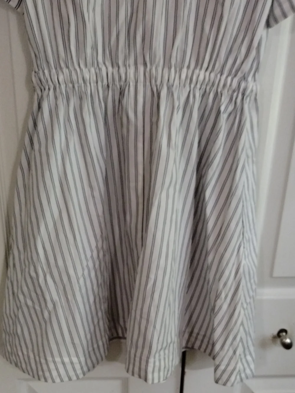 J. Crew Cerise Mini Shirt Dress Blac Stripes Cotton Poplin Size 4